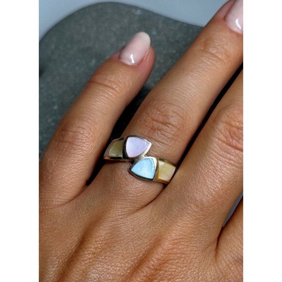925 STERLING SILVER ABALONE RING SIZE 7